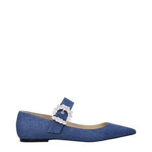 Jimmy Choo Fabric Ballet Flats Women Blue Flat Shoes